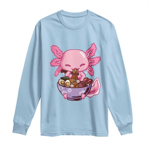 Kawaii Axolotl Eating Ramen Long Sleeve Shirt Japanese Noodles Lover Anime Otaku Manga TS02 Light Blue Print Your Wear