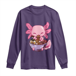 Kawaii Axolotl Eating Ramen Long Sleeve Shirt Japanese Noodles Lover Anime Otaku Manga TS02 Purple Print Your Wear