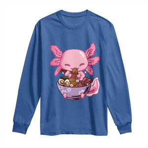 Kawaii Axolotl Eating Ramen Long Sleeve Shirt Japanese Noodles Lover Anime Otaku Manga TS02 Royal Blue Print Your Wear