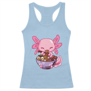 Kawaii Axolotl Eating Ramen Racerback Tank Top Japanese Noodles Lover Anime Otaku Manga TS02 Light Blue Print Your Wear