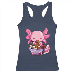 Kawaii Axolotl Eating Ramen Racerback Tank Top Japanese Noodles Lover Anime Otaku Manga TS02 Navy Print Your Wear