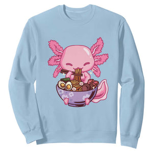 Kawaii Axolotl Eating Ramen Sweatshirt Japanese Noodles Lover Anime Otaku Manga TS02 Light Blue Print Your Wear