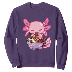 Kawaii Axolotl Eating Ramen Sweatshirt Japanese Noodles Lover Anime Otaku Manga TS02 Purple Print Your Wear