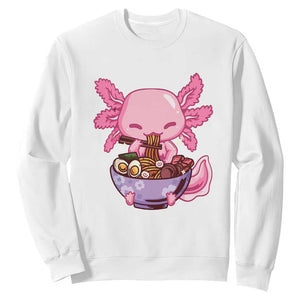 Kawaii Axolotl Eating Ramen Sweatshirt Japanese Noodles Lover Anime Otaku Manga TS02 White Print Your Wear