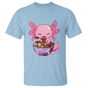 Kawaii Axolotl Eating Ramen T Shirt Japanese Noodles Lover Anime Otaku Manga TS02 Light Blue Print Your Wear