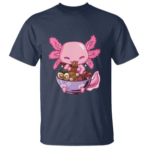 Kawaii Axolotl Eating Ramen T Shirt Japanese Noodles Lover Anime Otaku Manga TS02 Navy Print Your Wear