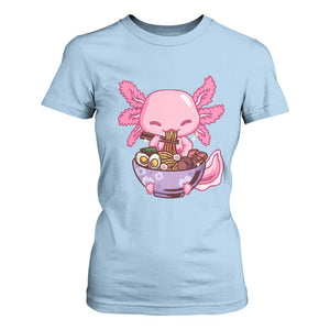 Kawaii Axolotl Eating Ramen T Shirt For Women Japanese Noodles Lover Anime Otaku Manga TS02 Light Blue Print Your Wear