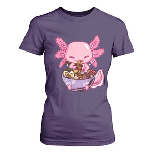 Kawaii Axolotl Eating Ramen T Shirt For Women Japanese Noodles Lover Anime Otaku Manga TS02 Purple Print Your Wear