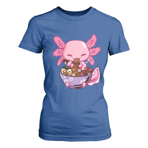 Kawaii Axolotl Eating Ramen T Shirt For Women Japanese Noodles Lover Anime Otaku Manga TS02 Royal Blue Print Your Wear