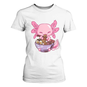 Kawaii Axolotl Eating Ramen T Shirt For Women Japanese Noodles Lover Anime Otaku Manga TS02 White Print Your Wear