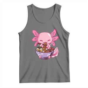 Kawaii Axolotl Eating Ramen Tank Top Japanese Noodles Lover Anime Otaku Manga TS02 Black Heather Print Your Wear