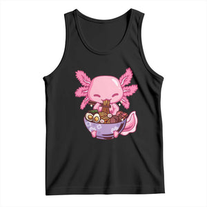 Kawaii Axolotl Eating Ramen Tank Top Japanese Noodles Lover Anime Otaku Manga TS02 Black Print Your Wear