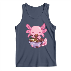 Kawaii Axolotl Eating Ramen Tank Top Japanese Noodles Lover Anime Otaku Manga TS02 Navy Print Your Wear