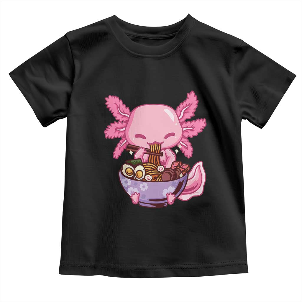 Kawaii Axolotl Eating Ramen Toddler T Shirt Japanese Noodles Lover Anime Otaku Manga TS02 Black Print Your Wear