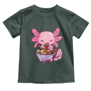 Kawaii Axolotl Eating Ramen Toddler T Shirt Japanese Noodles Lover Anime Otaku Manga TS02 Dark Forest Green Print Your Wear