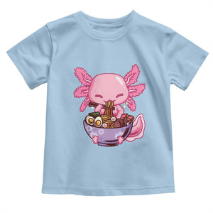 Kawaii Axolotl Eating Ramen Toddler T Shirt Japanese Noodles Lover Anime Otaku Manga TS02 Light Blue Print Your Wear