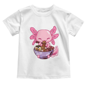 Kawaii Axolotl Eating Ramen Toddler T Shirt Japanese Noodles Lover Anime Otaku Manga TS02 White Print Your Wear