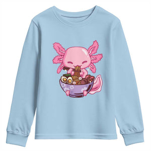 Kawaii Axolotl Eating Ramen Youth Sweatshirt Japanese Noodles Lover Anime Otaku Manga TS02 Light Blue Print Your Wear