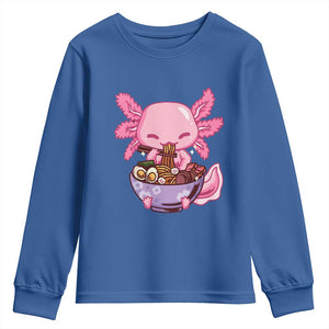 Kawaii Axolotl Eating Ramen Youth Sweatshirt Japanese Noodles Lover Anime Otaku Manga TS02 Royal Blue Print Your Wear