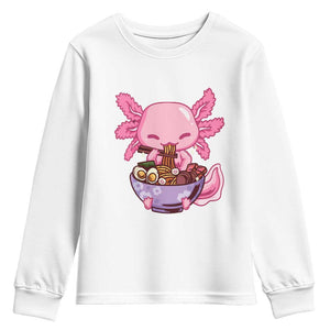 Kawaii Axolotl Eating Ramen Youth Sweatshirt Japanese Noodles Lover Anime Otaku Manga TS02 White Print Your Wear