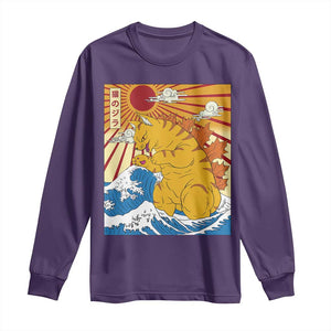 Funny Cat Japanese Anime Kawaii Long Sleeve Shirt Catzilla Meme Retro Vintage Graphic TS02 Purple Print Your Wear