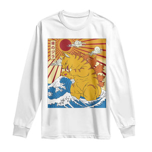 Funny Cat Japanese Anime Kawaii Long Sleeve Shirt Catzilla Meme Retro Vintage Graphic TS02 White Print Your Wear