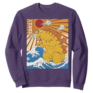 Funny Giant Cat Monster Japanese Anime Kawaii Sweatshirt Retro Vintage Japan Inspo Graphic TS02 Purple Print Your Wear