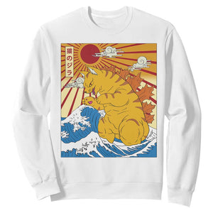 Funny Giant Cat Monster Japanese Anime Kawaii Sweatshirt Retro Vintage Japan Inspo Graphic TS02 White Print Your Wear