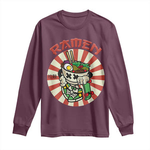 Kawaii Japan Ramen Long Sleeve Shirt Cute Skater Japanese Noodles Anime Skateboard Lover TS02 Maroon Print Your Wear