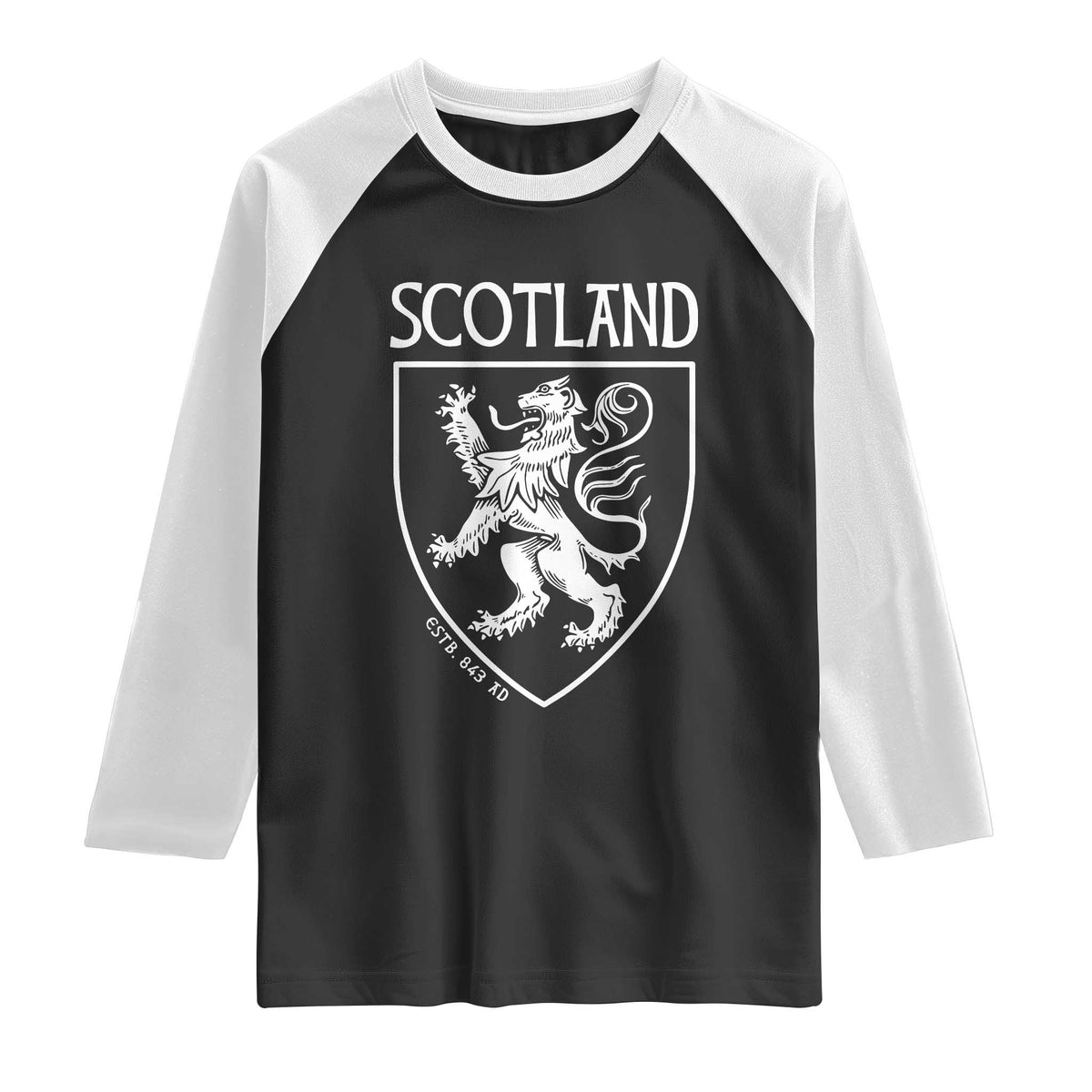 Scotland Lion Rampant Scottish Heritage Pride Graphic Raglan Shirt TS02 Black White Print Your Wear