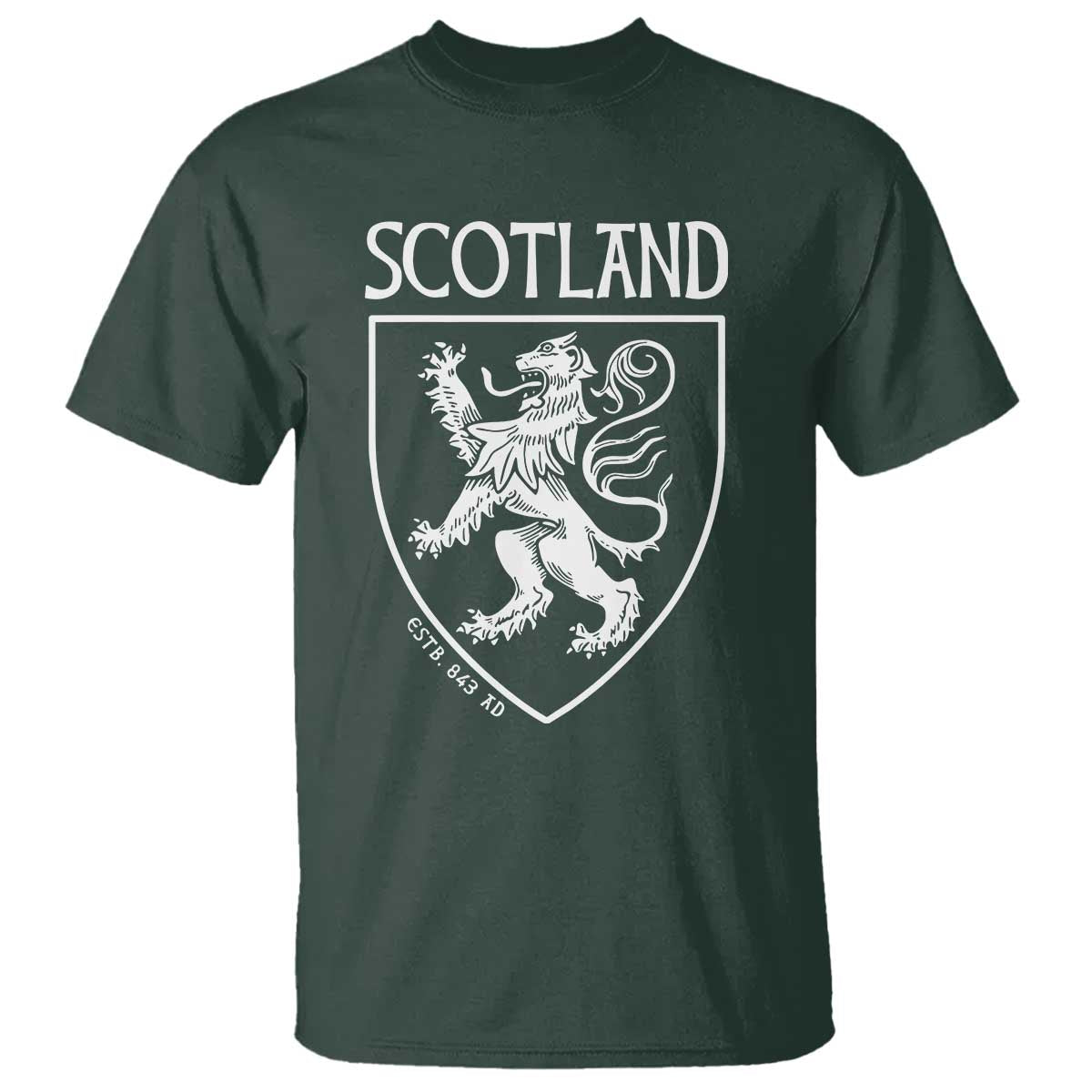 Scotland Lion Rampant Scottish Heritage Pride Graphic T Shirt TS02 Dark Forest Green Print Your Wear