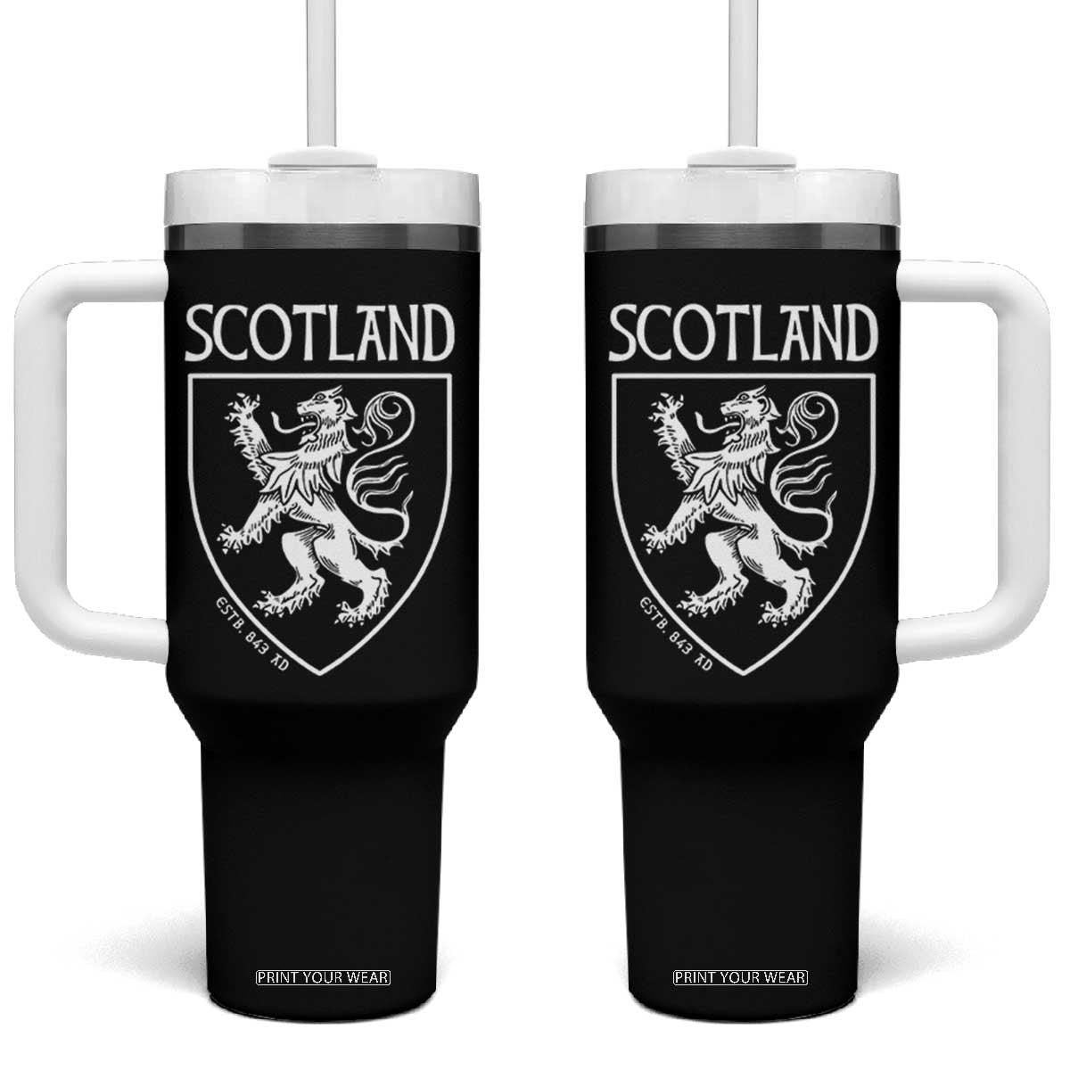 Scotland Lion Rampant Scottish Heritage Pride Graphic Tumbler With Handle TS02 One Size: 40 oz Black Print Your Wear