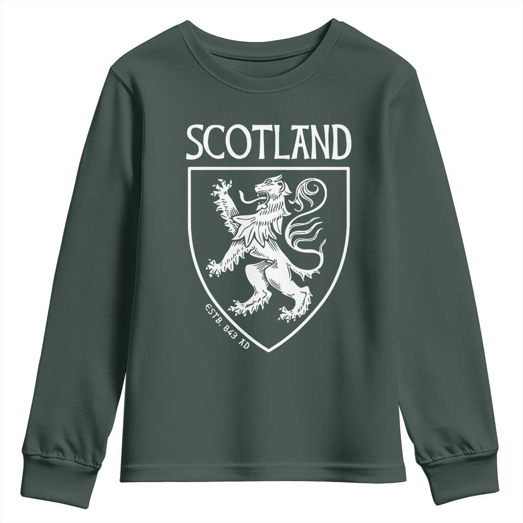 Scotland Lion Rampant Scottish Heritage Pride Graphic Youth Sweatshirt TS02 Dark Forest Green Print Your Wear
