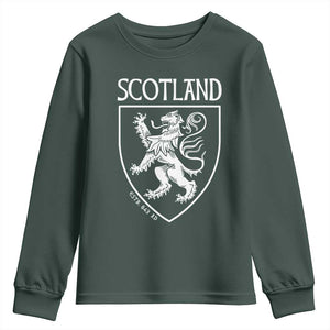 Scotland Lion Rampant Scottish Heritage Pride Graphic Youth Sweatshirt TS02 Dark Forest Green Print Your Wear