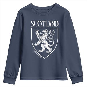 Scotland Lion Rampant Scottish Heritage Pride Graphic Youth Sweatshirt TS02 Navy Print Your Wear