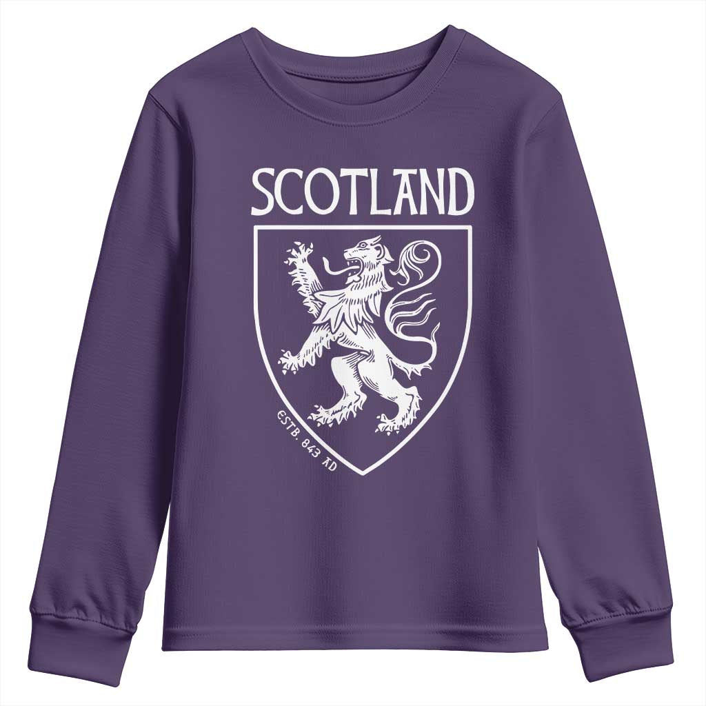 Scotland Lion Rampant Scottish Heritage Pride Graphic Youth Sweatshirt TS02 Purple Print Your Wear
