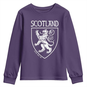 Scotland Lion Rampant Scottish Heritage Pride Graphic Youth Sweatshirt TS02 Purple Print Your Wear