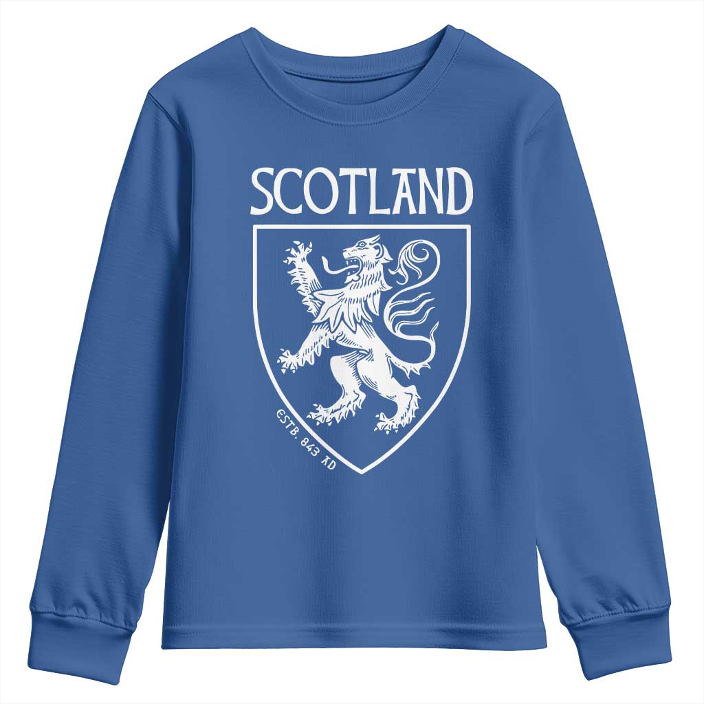 Scotland Lion Rampant Scottish Heritage Pride Graphic Youth Sweatshirt TS02 Royal Blue Print Your Wear