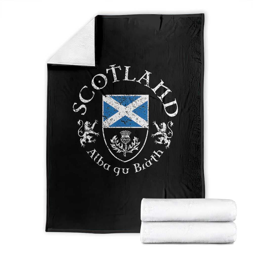 Scotland Alba gu Brath Scottish Thistle Emblem Throw Blanket Distressed Vintage Scottish Heritage Pride TS02 Black Print Your Wear