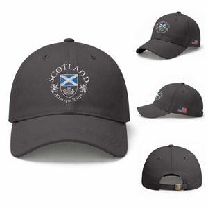 Scotland Alba gu Brath Scottish Thistle Emblem Baseball Cap Distressed Vintage Scottish Heritage Pride TS02 Baseball Cap Universal Fit Dark Gray Print Your Wear