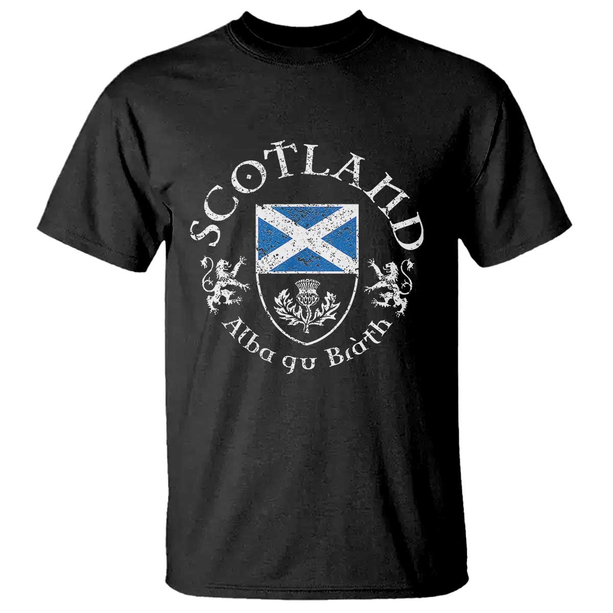 Scotland Alba gu Brath Scottish Thistle Emblem T Shirt Distressed Vintage Scottish Heritage Pride TS02 Black Print Your Wear