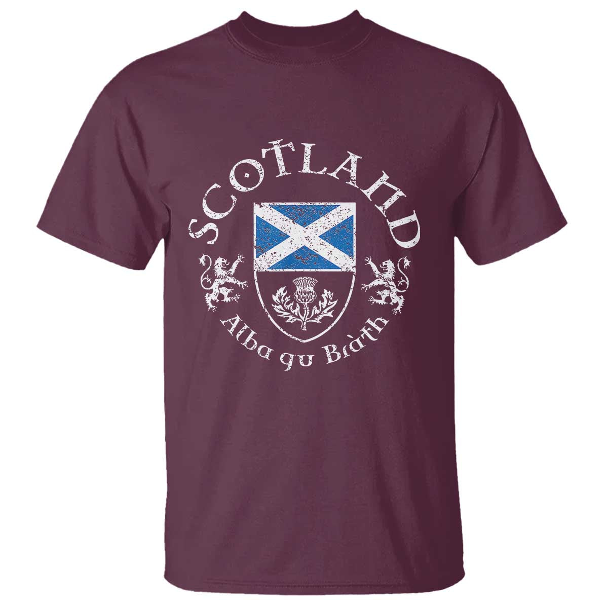 Scotland Alba gu Brath Scottish Thistle Emblem T Shirt Distressed Vintage Scottish Heritage Pride TS02 Maroon Print Your Wear