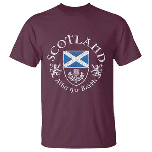 Scotland Alba gu Brath Scottish Thistle Emblem T Shirt Distressed Vintage Scottish Heritage Pride TS02 Maroon Print Your Wear