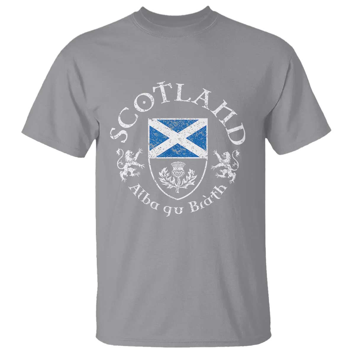 Scotland Alba gu Brath Scottish Thistle Emblem T Shirt Distressed Vintage Scottish Heritage Pride TS02 Sport Gray Print Your Wear