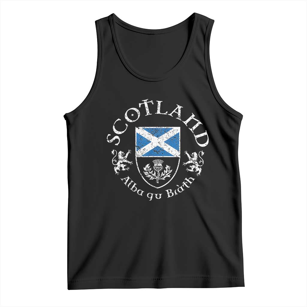 Scotland Alba gu Brath Scottish Thistle Emblem Tank Top Distressed Vintage Scottish Heritage Pride TS02 Black Print Your Wear