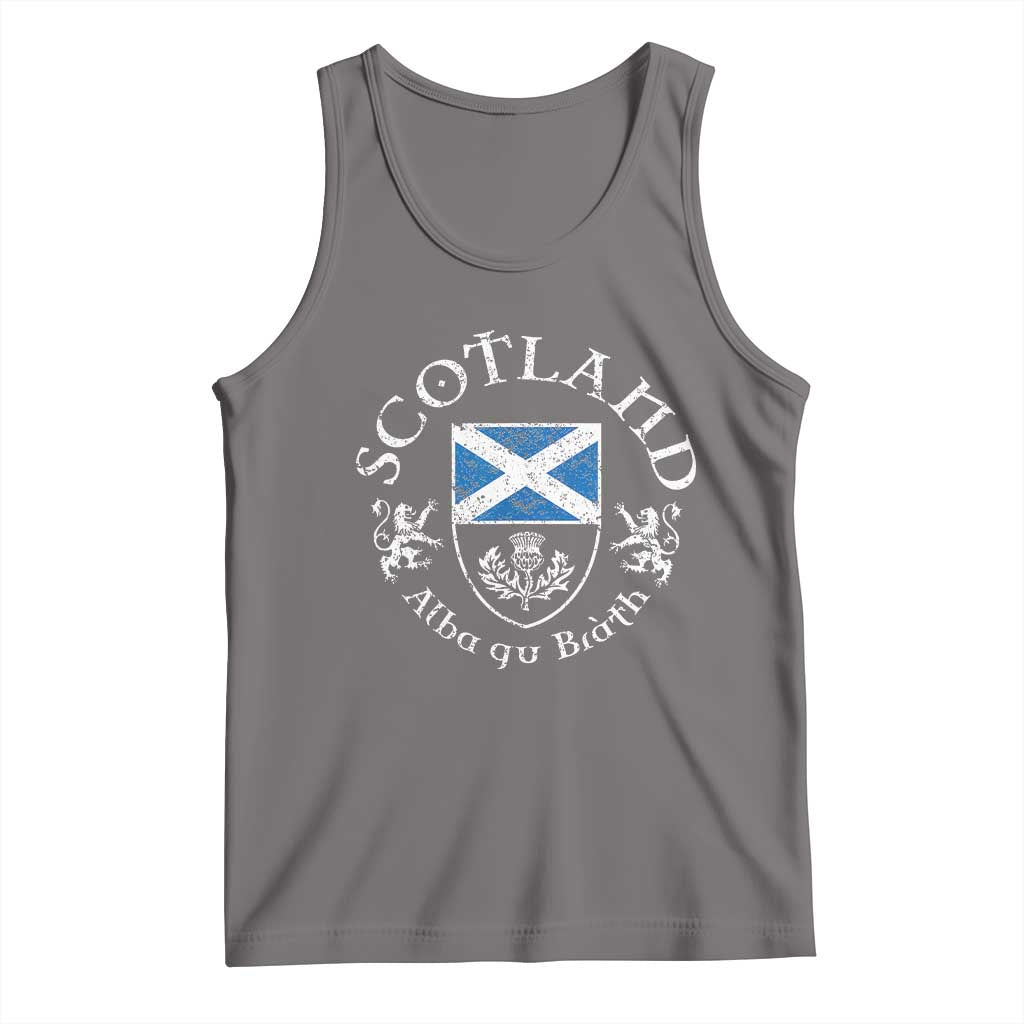 Scotland Alba gu Brath Scottish Thistle Emblem Tank Top Distressed Vintage Scottish Heritage Pride TS02 Deep Heather Print Your Wear