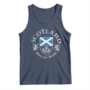 Scotland Alba gu Brath Scottish Thistle Emblem Tank Top Distressed Vintage Scottish Heritage Pride TS02 Navy Print Your Wear