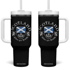 Scotland Alba gu Brath Scottish Thistle Emblem Tumbler With Handle Distressed Vintage Scottish Heritage Pride TS02 One Size: 40 oz Black Print Your Wear
