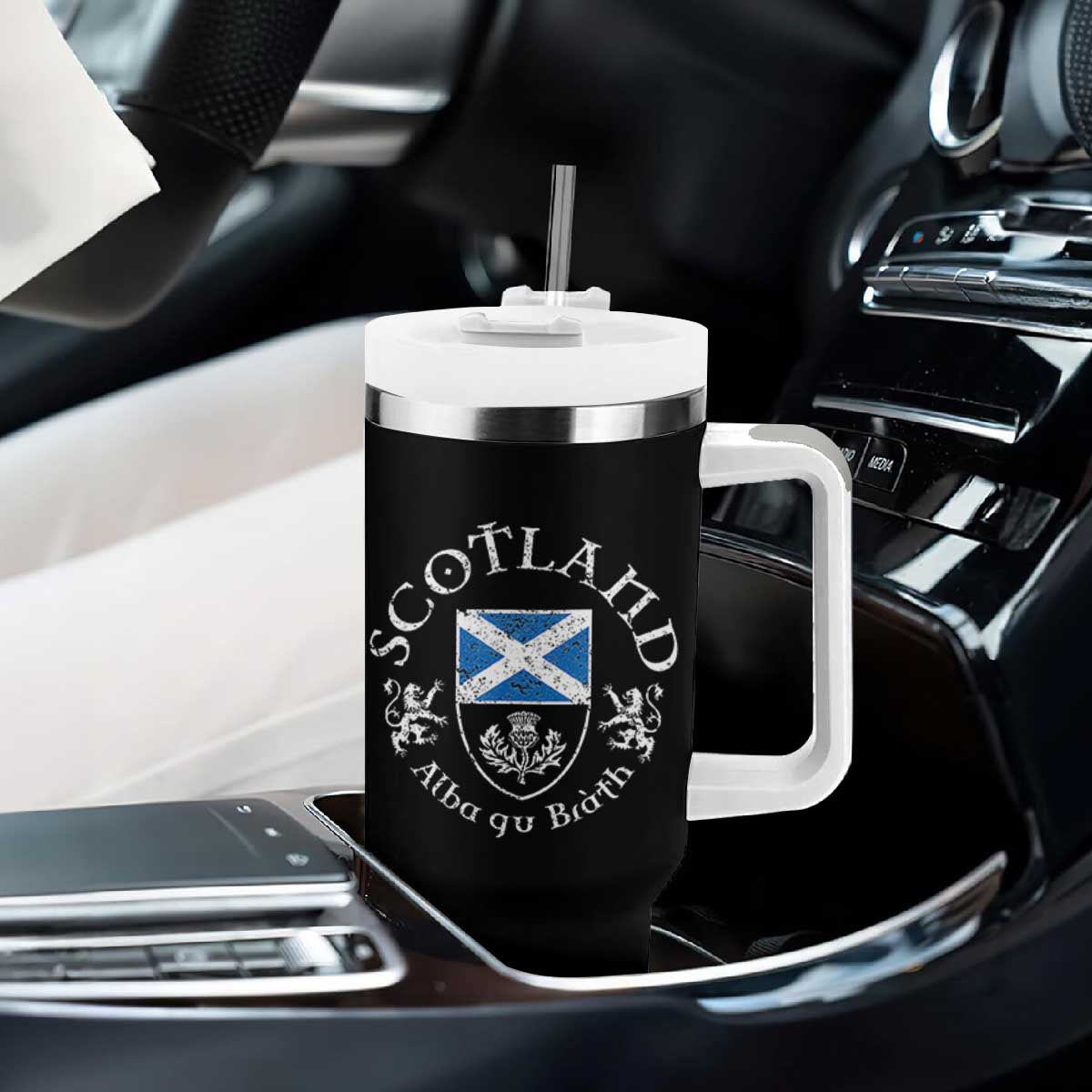 Scotland Alba gu Brath Scottish Thistle Emblem Tumbler With Handle Distressed Vintage Scottish Heritage Pride TS02 Print Your Wear