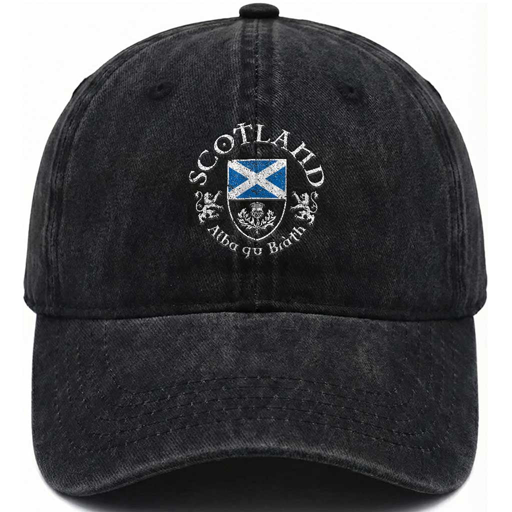 Scotland Alba gu Brath Scottish Thistle Emblem Washed Cotton Baseball Cap Distressed Vintage Scottish Heritage Pride TS02 Print Your Wear